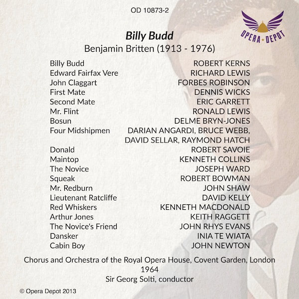 Britten: Billy Budd - Kerns, Lewis, Robinson; Solti.  London, 1964