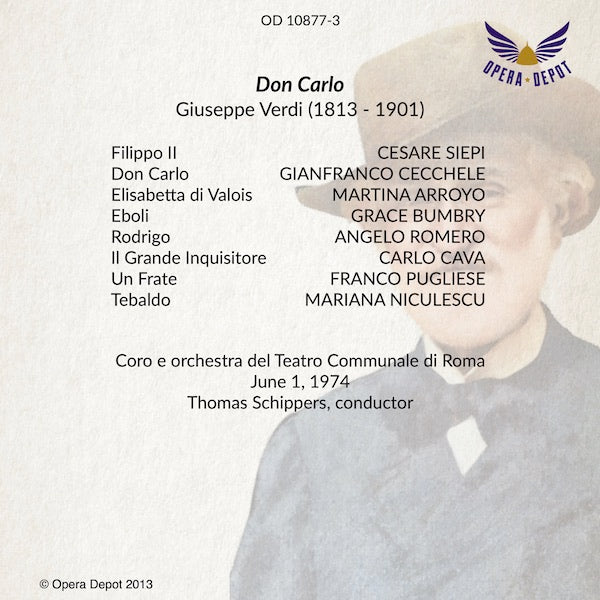 Verdi: Don Carlo - Cecchele, Arroyo, Bumbry, Siepi, Romero, Cava; Schippers, Roma, 1974