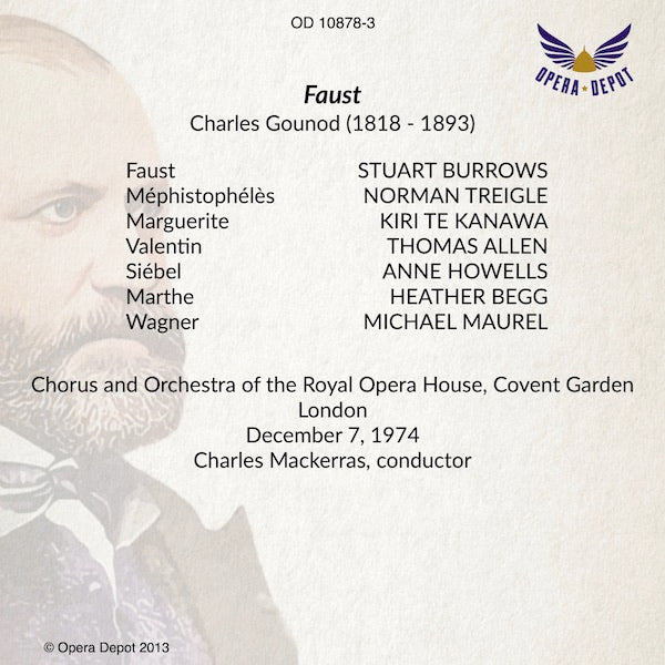 Gounod: Faust - Burrows, Te Kanawa, Treigle, Allen, Begg; Mackerras.  London, 1974