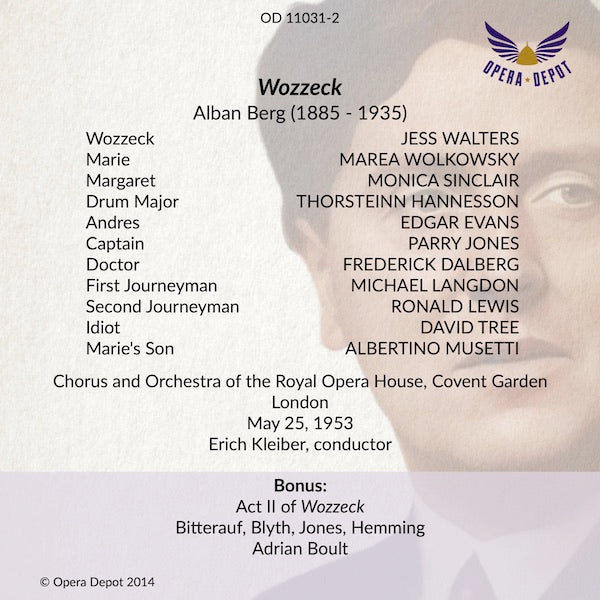 Berg: Wozzeck (In English) - Walters, Wolkowsky, Sinclair, Hannesson, Jones, Dalberg; E. Kleiber