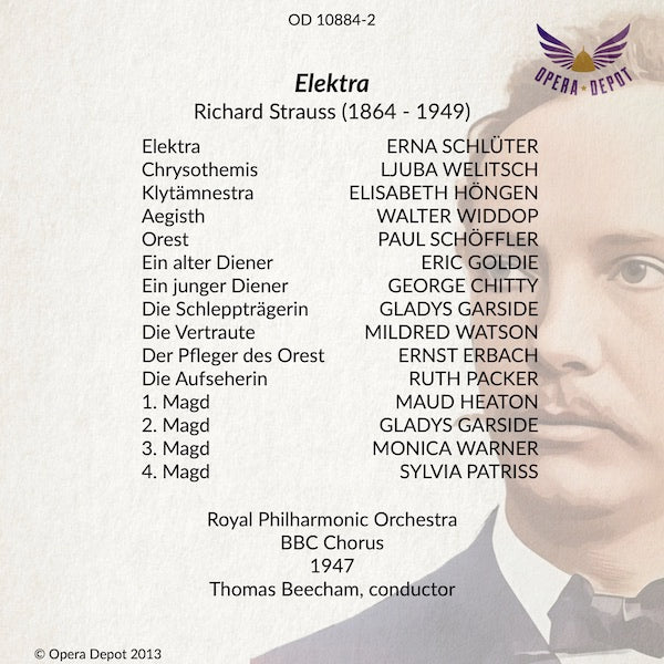 Strauss: Elektra - Schlüter, Welitsch, Höngen, Widdop, Schöffler; Beecham.  London, 1947