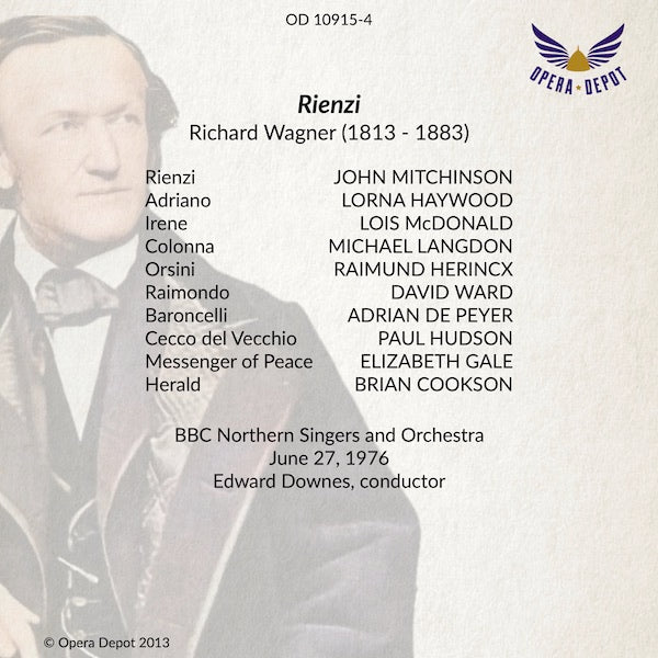 Wagner: Rienzi - Mitchinson, Haywood, McDonnall, Langdon, Herincx, Ward; Downes.  London, 1976