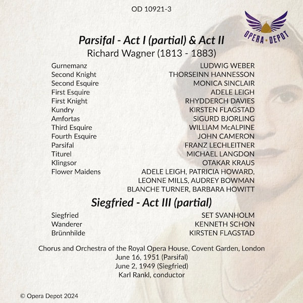 Wagner: Kirsten Flagstad sings Parsifal & Siegfried - Acts I & II of Parsifal, London, 1951.  Act III Siegfried, London, 1949