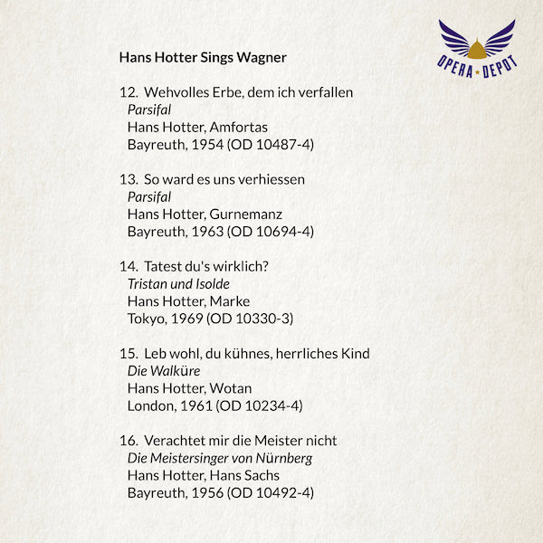 Schubert: Winterreise - Hans Hotter, 1976 & 1947.  Plus: Excerpts from Wagner Operas