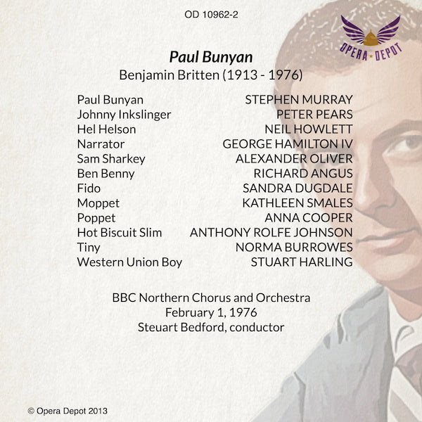 Britten: Paul Bunyan - Murray, Pears, Howlett, Angus, Rolfe-Johnson, Burrowes; Bedford.  London, 1976