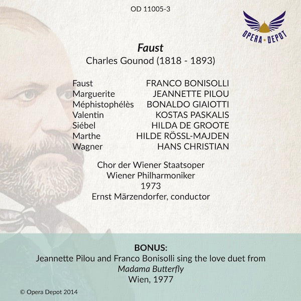 Gounod: Faust - Bonisolli, Pilou, Giaiotti, Paskalis, Groote; Märzendorfer.  Wien, 1973
