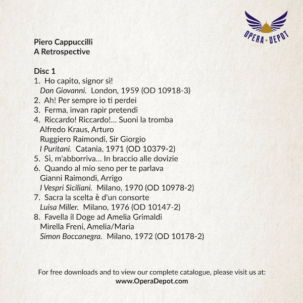 Compilation: Piero Cappuccilli - Arias and excerpts from Aida, Don Carlo, Puritani, Luisa Miller, Vespri and more