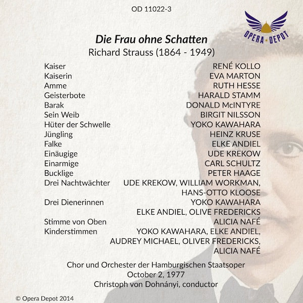 Strauss: Die Frau ohne Schatten - Marton, Kollo, Nilsson, McIntyre, Hesse; von Dohnanyi.  Hamburg, 1977