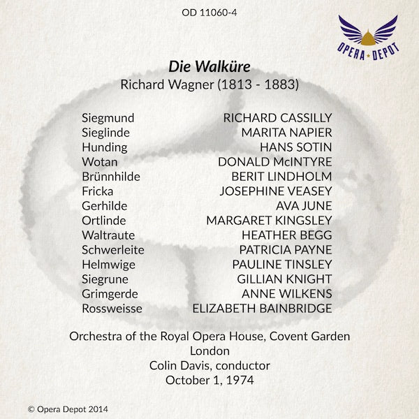 Wagner: Die Walküre - Lindholm, McIntyre, Napier, Cassilly, Veasey, Sotin; Davis.  London, 1974