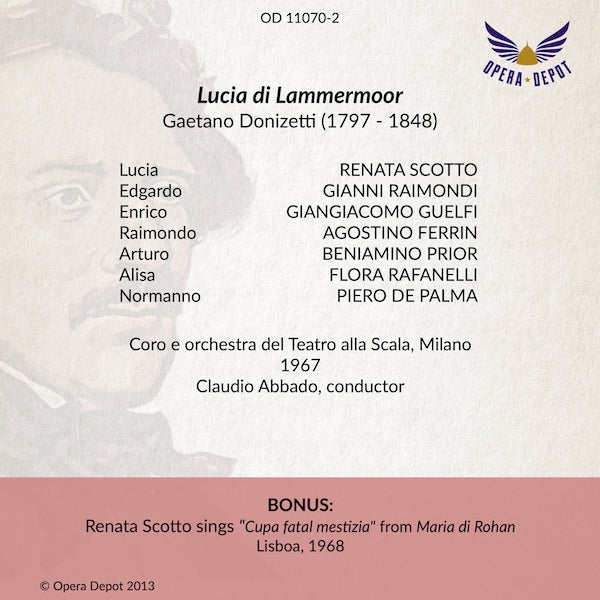 Donizetti: Lucia di Lammermoor - Scotto, G. Raimondi, Guelfi, Ferrin; Abbado.  Milano, 1967