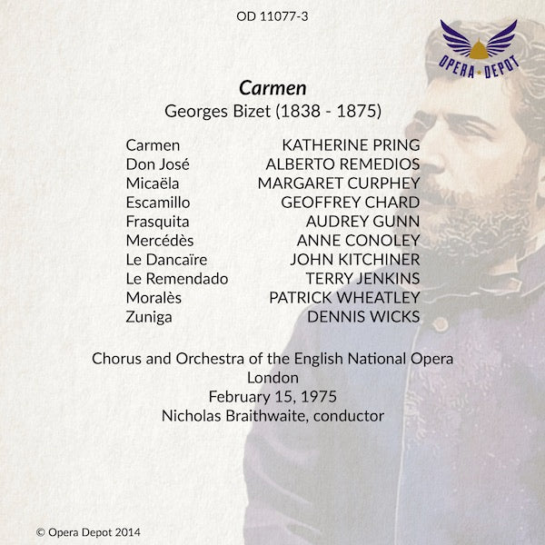 Bizet: Carmen (In English) - Pring, Remedios, Curphey, Chard; Braithwaite.  London, 1975