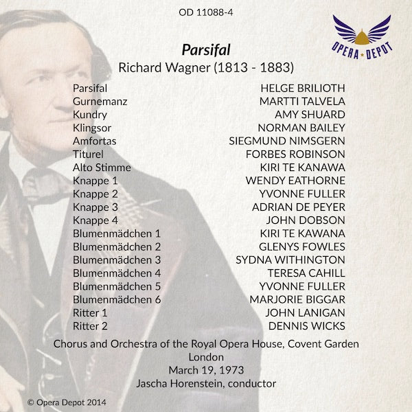 Wagner: Parsifal - Brilioth, Shuard, Talvela, Nimsgern, Bailey, Te Kanawa; Horenstein. London, 1973