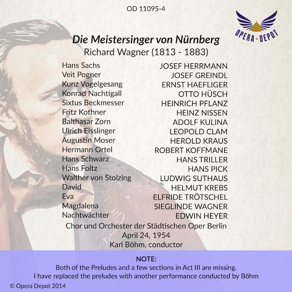 Wagner: Die Meistersinger von Nürnberg - Herrmann, Suthaus, Trötschel, Greindl, Krebs, Haefliger; Böhm.  Berlin, 1954