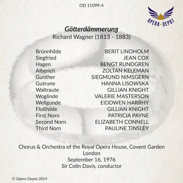 Wagner: Der Ring des Nibelungen - Lindholm, Cox, Ward, McIntyre, Veasey, Shirley; Davis, Goodall.  London, 1974-1976