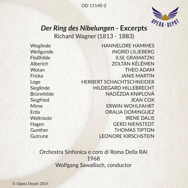Wagner: Der Ring des Nibelungen (Excerpts) - Kniplová, Cox, Adam, Ridderbusch, Dalis, Hillebrecht; Sawallisch. Roma, 1968