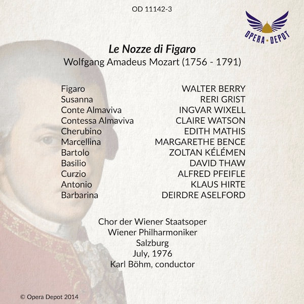 Mozart: Le Nozze di Figaro - Berry, Grist, Watson, Mathis, Wixell, Kelemen; Böhm. Salzburg, 1966