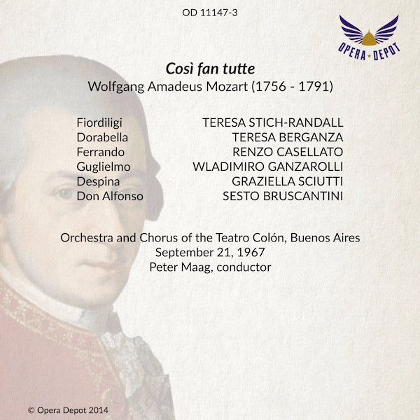 Mozart: Così fan tutte - Stich-Randall, Ganzarolli, Berganza, Sciutti; Maag. Buenos Aries, 1967