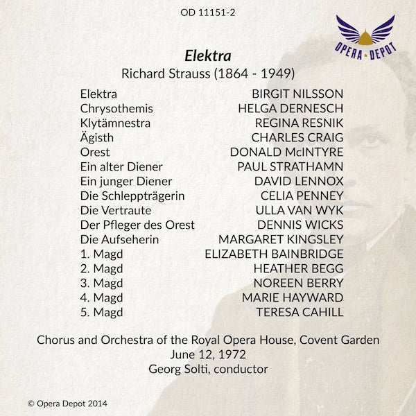 Strauss: Elektra (poor sound) - Nilsson, Dernesch, Resnik, McIntyre, Craig; Solti. London, 1972
