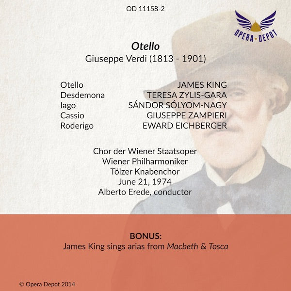 Verdi: Otello - King, Zylis-Gara, Sólyom-Nagy, Zampieri; Erede. Wien, 1974