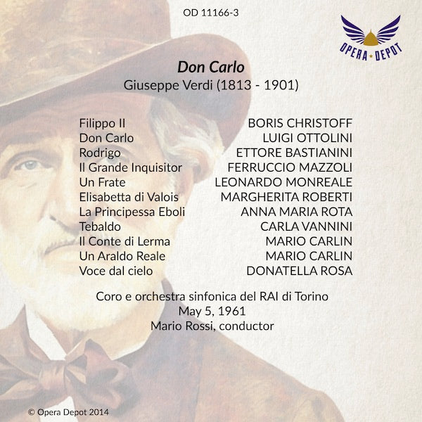 Verdi: Don Carlo - Ottolini, Roberti, Rota, Bastianini, Christoff; Rossi. Torino, 1961