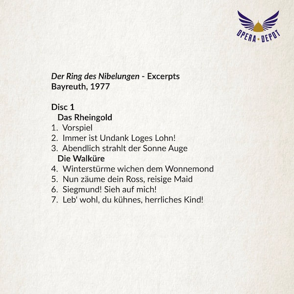 Wagner: Der Ring des Nibelungen (excerpts) - Jones, Kollo, Jung, McIntyre, Minton, Zednik; Boulez. Bayreuth, 1977