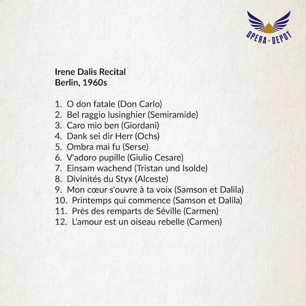 Compilation: Irene Dalis Recital - Arias from Semiramide, Giulio Cesare, Carmen, Tristan, Samson et Dalila, Jenufa and more