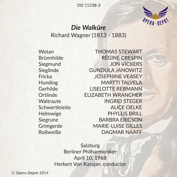Wagner: Die Walküre - Crespin, Stewart, Vickers, Janowitz, Veasey; Karajan. Salzburg, 1968