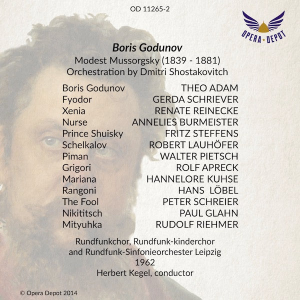 Mussorgsky: Boris Godunov (Extended Excerpts In German) - Adam, Schreier, Kuhse; Kegel. Liepzig, 1962