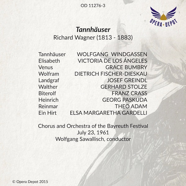 Wagner: Tannhäuser - Windgassen, de los Ángeles, Bumbry; Sawallisch. Bayreuth, 1961