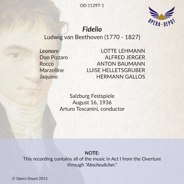 Beethoven: Fidelio (Overture through "Abscheulicher") - Lehmann, Jerger, Helletsgruber; Toscanini. Salzburg, 1936