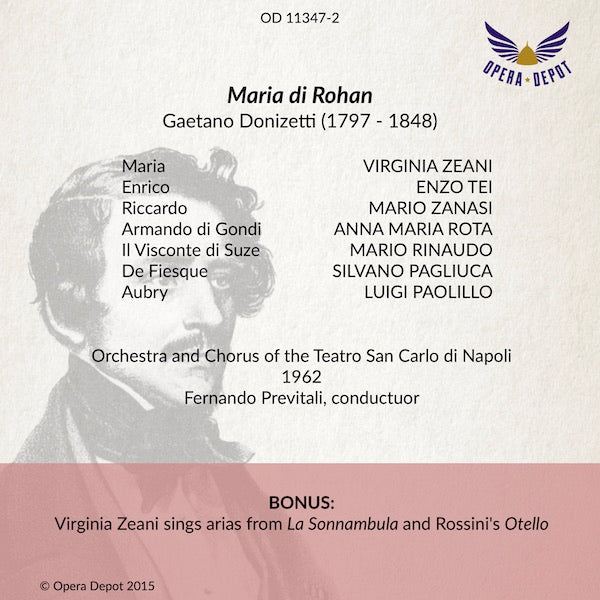 Donizetti: Maria di Rohan - Zeani, Zanasi, Tei; Previtali. Napoli, 1962
