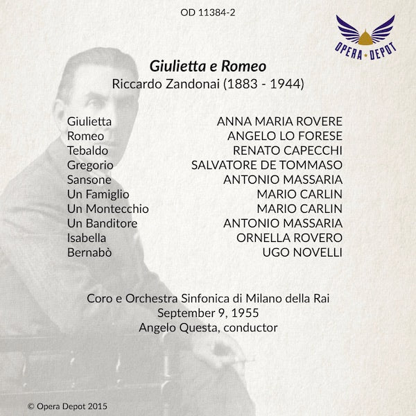 Zandonai: Giulietta e Romeo - Rovere, Lo Forese, Capecchi; Questa. Milano, 1955