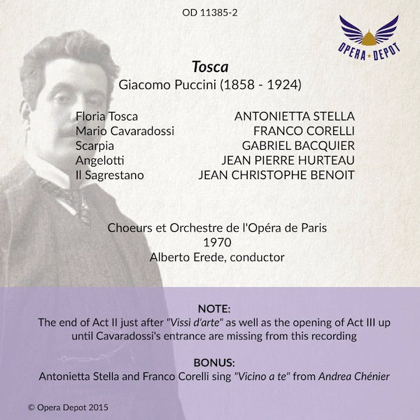 Puccini: Tosca - Stella, Corelli, Bacquier; Erede. Paris, 1970