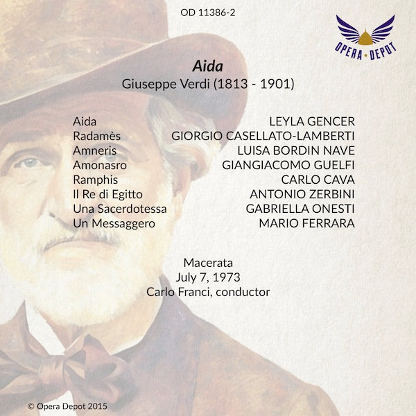 Verdi: Aida - Gencer, Casellato-Lamberti, Nave, Guelfi; Franci. Macerata, 1973