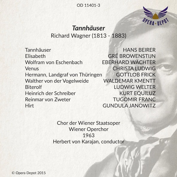 Wagner: Tannhäuser - Beirer, Brouwenstijn, Ludwig, Wächter, Frick, Kmentt, Janowitz; Karajan. Wien, 1962