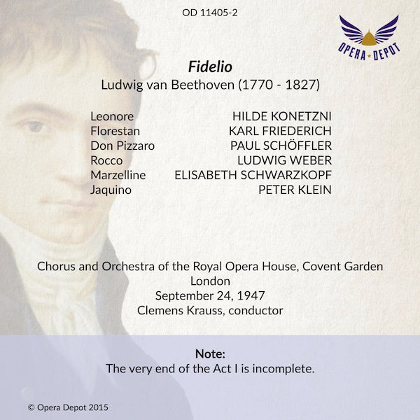 Beethoven: Fidelio - H. Konetzni, Friederich, Schwarzkopf, Schöffler, Weber; Kraus. London, 1947