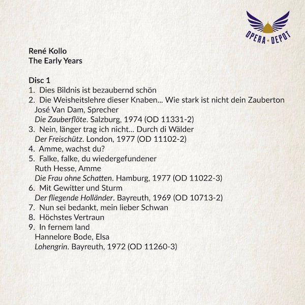 Compilation: René Kollo - Arias from Zauberflöte, Freischütz, Die Frau ohne Schatten, Parsifal, Siegfried and more