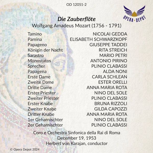 Mozart: Die Zauberflöte (In Italian) - Schwarzkopf, Gedda, Taddei, Streich, Petri; Karajan. Roma, 1953