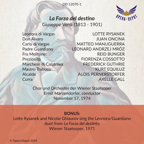 Verdi: La Forza del destino (excerpts) - Lotte Rysanek, Oncina, Manuguerra, Mróz, Cossotto, Ghiaurov; Märzendorfer. Wien, 1974