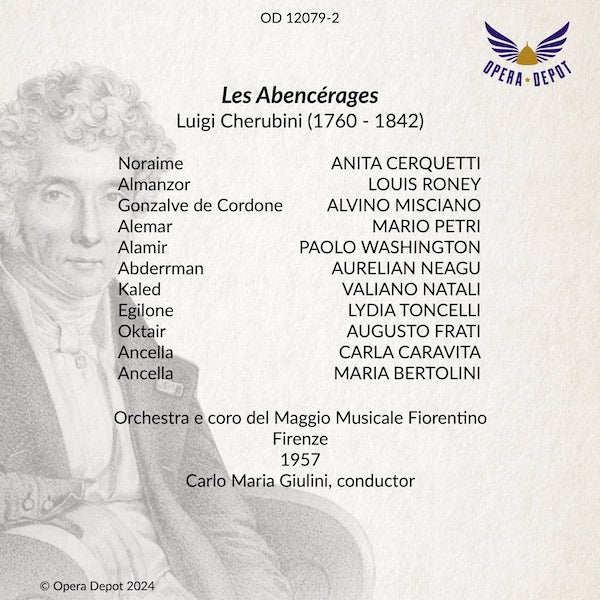 Cherubini: Les Abencérages (In Italian) - Cerquetti, Misciano, Petri, Washington; Giulini. Firenze, 1957