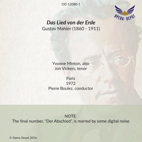 Mahler: Das Lied von der Erde - Vickers, Minton; Boulez. Paris, 1972