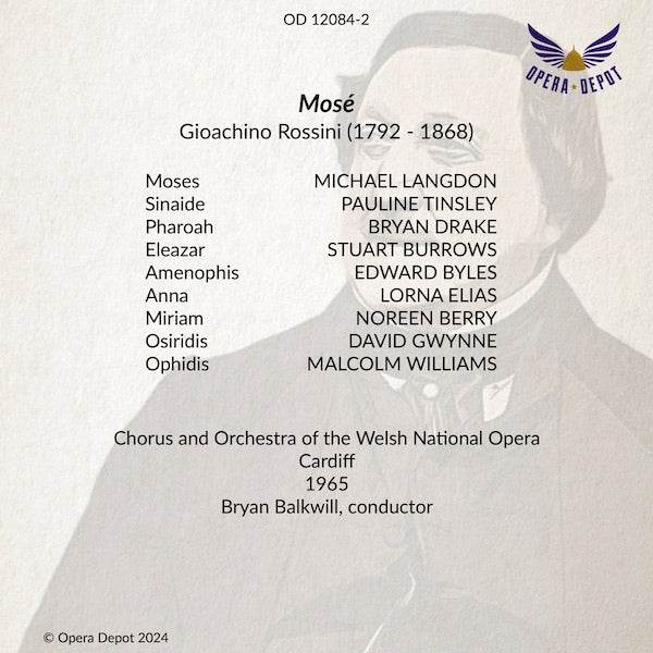 Rossini: Mosé (In English) - Langdon, Tinsley, Burrows, Drake; Balkwill. Cardiff, 1965
