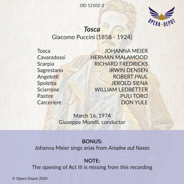 Puccini: Tosca - Meier, Malamood, Fredricks; Morelli. 1974