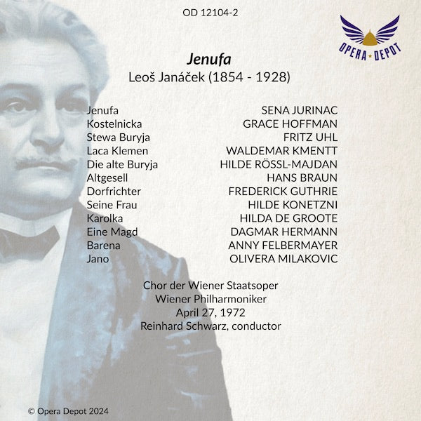 Janacek: Jenufa (In German) - Jurinac, Hoffman, Kmentt, Uhl, H. Konetzni, Milakovic; Schwarz. Wien, 1972