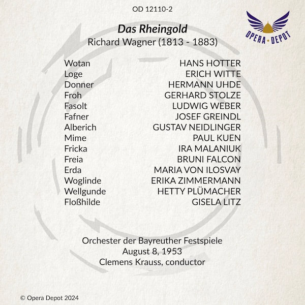 Wagner: Der Ring des Nibelungen - Varnay, Hotter, Windgassen, Resnik, Vinay, Greindl, Malaniuk; C, Krauss. Bayreuth, 1953