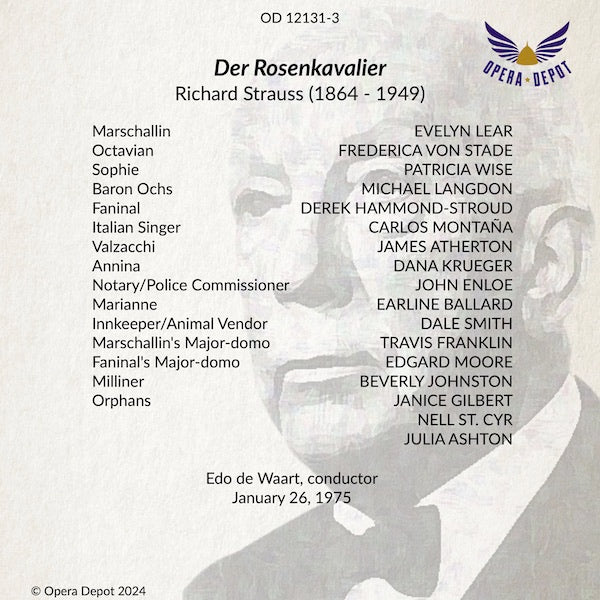 Strauss: Der Rosenkavalier - Lear, von Stade, Wise, Langdon, Hammond-Stroud; de Waart. 1975