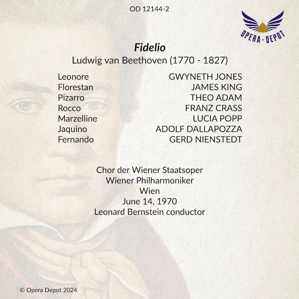 Beethoven: Fidelio - Jones, King, Crass, Adam, Popp, Dallapozza, Nienstedt; Bernstein.  Wien, 1970