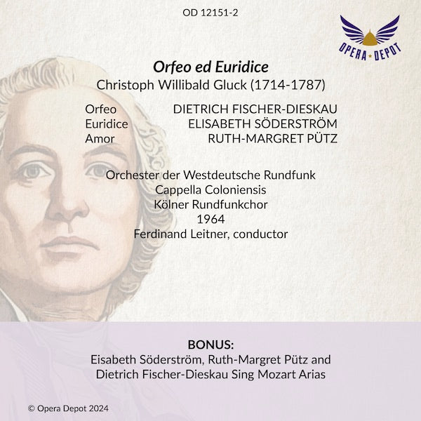 Gluck: Orfeo ed Euridice - Fischer-Dieskau, Söderström, Pütz; Leitner. Köln, 1964