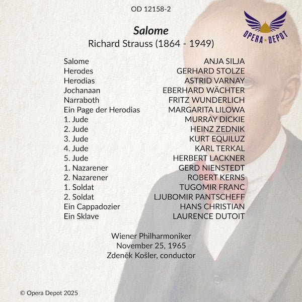 Strauss: Salome - Silja, Stolze, Varnay, Wächter, Wunderlich; Košler. Wien, 1965