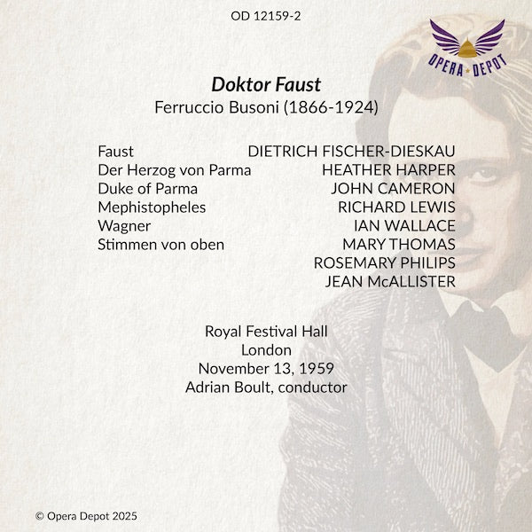 Busoni: Doktor Faust - Fischer-Dieskau, Lewis, Harper; Boult. London, 1959